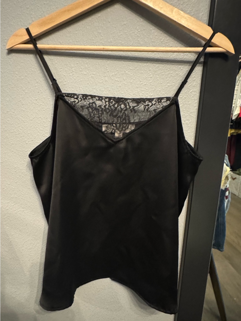 Black Satin Lace-Trim Cami Top - Women Intimates & Sleepwear 🖤 - Picture 4 of 9